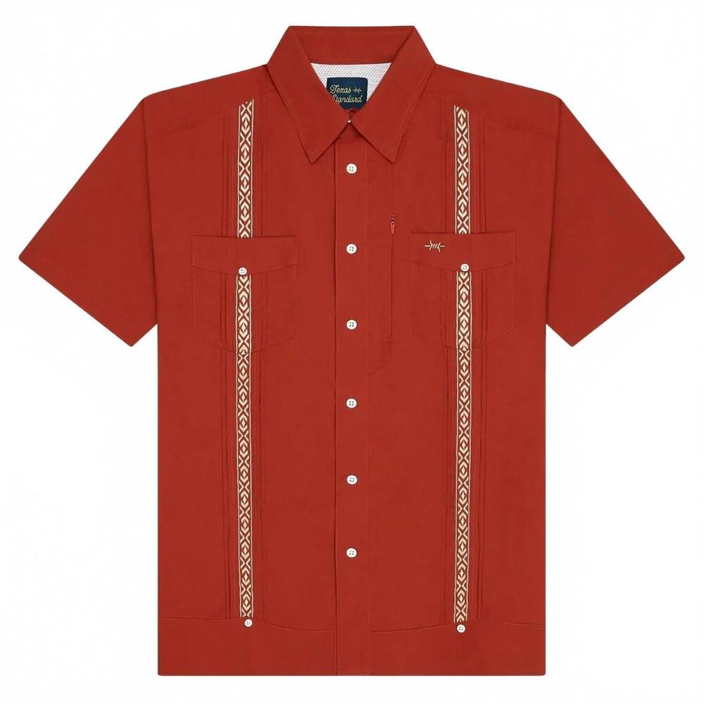 NEW TEXAS STANDARD men's guayabera libre shirt in caprock red